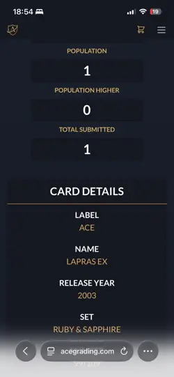 Pokemon Lapras EX Holo Ultra Rare Card Ruby Sapphire 99/109 Spanish Ace 9 Pop 1 - Image 3