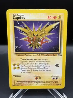 Pokemon Tcg Zapdos 30 Fossil Rare 30/62 MP 1999 - Image 1