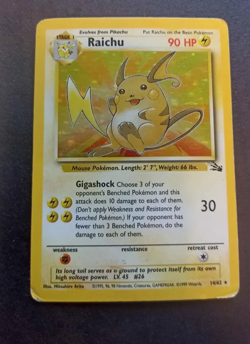 Pokemon TCG Card Raichu 14/62 Fossil Holo Rare Vintage WOTC - HP - Image 1