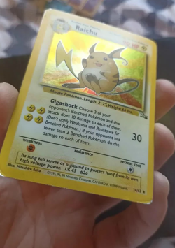 Pokemon TCG Card Raichu 14/62 Fossil Holo Rare Vintage WOTC - HP - Image 3