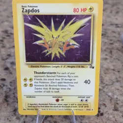 Pokemon TCG Fossil Zapdos 15/62 Holo Rare English 1999 WOTC 80 HP Unlimited - Image 1