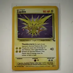 WOTC Pokemon TCG Zapdos 15/62 Fossil Holo Rare 1999 English 80 HP Unlimited - Image 1