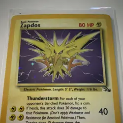WOTC Pokemon TCG Zapdos 15/62 Fossil Holo Rare 1999 English 80 HP Unlimited - Image 2