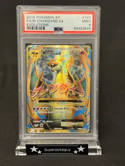 PSA 9 MINT 2016 Pokemon XY Evolutions SIR Mega M Charizard EX 101/108 gold - Image 1