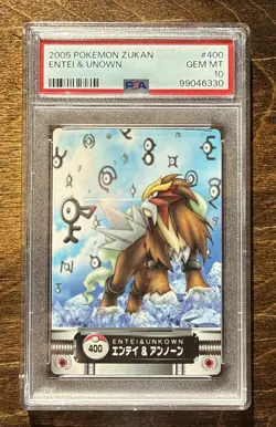 2005 CARDDASS POKEMON ADVANCED GENERATION ZUKAN CARD #400 ENTEI & UNOWN PSA 10 - Image 1
