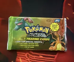 Topps Pokemon Advanced Challenge Sealed Pack 7 Cards 1999 Foil Pop-Up Charizard - Image 1