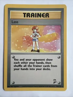 Lass 104/130 Rare Non-Holo Base 2 Set Pokemon Trainer Card NM/LP - Image 1