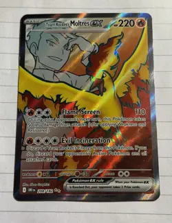 Pokemon TCG Team Rocket's Moltres EX 208/182 Destined Rivals Full Art Holo Card - Image 1