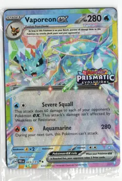 Vaporeon ex Pokemon TCG 023/131 Prismatic Evolutions Stamped Promo Sealed - Image 1