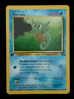 1st Edition Horsea 49/62 Fossil Set Pokemon Card WOTC TCG - Image 1