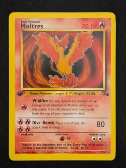 1st Edition Moltres 27/62 Fossil Set Pokemon Card WOTC TCG Non Holo - Image 1
