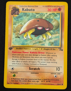1st Edition Kabuto 50/62 Fossil Set Pokemon Card WOTC TCG - Image 1
