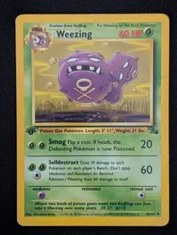 1st Edition Weezing 45/62 Fossil Set Pokemon Card WOTC TCG - Image 1