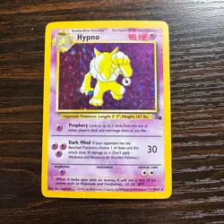Pokemon TCG Hypno 1st Edition 8/62 Fossil Set Holo Rare Card WOTC Vintage 1999 - Image 1