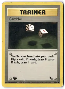 Pokemon Card - Gambler 60/62 1st Edition Common - Fossil WOTC - HP - Image 1
