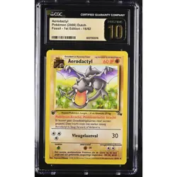 CGC 10 PRISTINE Aerodactyl 1st Edition 16/62 Pokemon 2000 Dutch Fossil (PSA/BGS) - Image 1