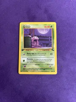 Pokemon TCG First Edition Grimer Fossil Set 48/62 Near Mint Pack Fresh - Image 1