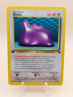 Ditto 1st Edition Fossil 18/62 Non-Holo Rare Pokemon Card - WOTC 1999 - Image 1