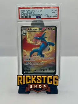 2025 POKEMON JOURNEY TOGETHER SPECIAL ILLUSTRATION RARE #187 SALAMENCE EX PSA 9 - Image 1