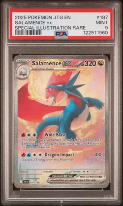 2025 POKEMON JOURNEY TOGETHER SPECIAL ILLUSTRATION RARE #187 SALAMENCE EX PSA 9 - Image 2