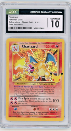 2021 Pokemon Celebrations Classic Collection Charizard #4 Base Set Holo CGC 10 - Image 1