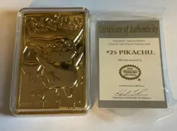 Vintage Burger King Pokemon 23K Gold Plated Pikachu Card w/ Pokeball 1999 w/ COA - Image 2