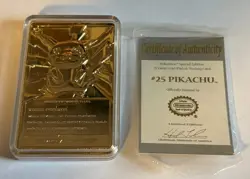 Vintage Burger King Pokemon 23K Gold Plated Pikachu Card w/ Pokeball 1999 w/ COA - Image 3