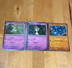 Pokemon TCG Mega Evolution Kirlia Ralts Riolu 3-Card Cosmos Holo Lot NM+ - Image 1