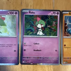 Pokemon TCG Mega Evolution Kirlia Ralts Riolu 3-Card Cosmos Holo Lot NM+ - Image 3