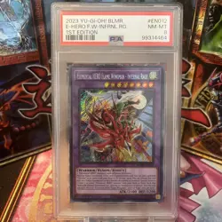 Elemental HERO Flame Wingman - Infernal Rage BLMR-EN012 Secret Rare YuGiOh PSA 8 - Image 1