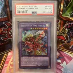 Elemental HERO Flame Wingman - Infernal Rage BLMR-EN012 Secret Rare YuGiOh PSA 8 - Image 4