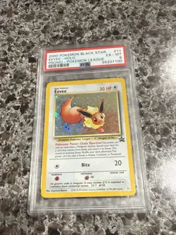 EEVEE 2000 POKEMEN BLACK STAR POKEMON LEAGUE PROMO HOLO CARD #11 - PSA EX-MT 6 - Image 1