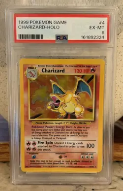 Pokemon TCG Charizard Base Set Holo Unlimited Rare Card 4/102 PSA 6 - Image 1