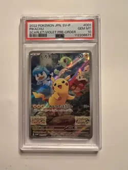 Pokemon Pikachu 001/SV-P Sv-P Promo Holo PSA 10 Japanese 2022 - Image 2