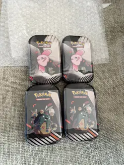 Pokemon TCG Unova Mini Tin x 4 Black Bolt White Flared Sealed New Bundle - Image 1
