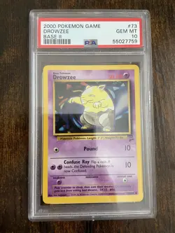 Pokemon TCG 2000 Base Set 2 Drowzee 73/130 PSA 10 Unlimited Regular English - Image 1