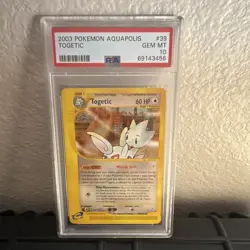 Pokemon Togetic Aquapolis Holo Rare PSA 10 39/147 2003 English - Image 1