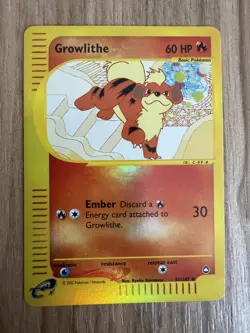 Pokemon TCG Growlithe 51/147 Aquapolis Reverse Holo Rare English NM - Image 1