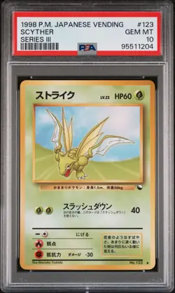 PSA 10 1998 Pokemon Japanese Vending Series III Scyther #123 Card - Image 1