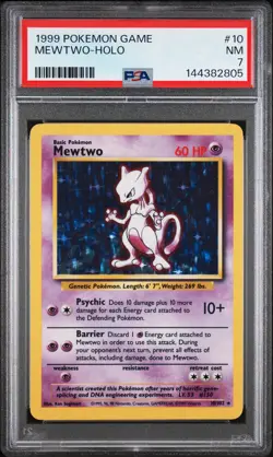 1999 POKEMON GAME #10 MEWTWO-HOLO PSA 7 - Image 1