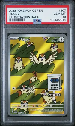 Pokemon Pidgey Obsidian Flames 207/197 Illustration Rare PSA 10 Gem Mint - Image 1
