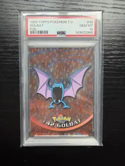 1999 Topps Pokemon TV #42 Golbat Rainbow Foil Black Logo PSA 10 GEM - Image 1