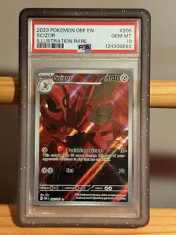 Pokemon TCG Scizor 205/197 Obsidian Flames Illustration Rare Card PSA 10 - Image 1