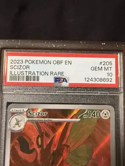 Pokemon TCG Scizor 205/197 Obsidian Flames Illustration Rare Card PSA 10 - Image 3