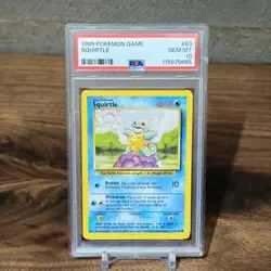 1999 POKEMON Card BASE SET UNLIMITED #63 SQUIRTLE PSA 10 - Image 1