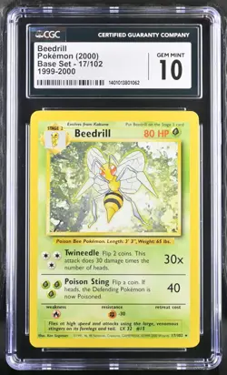 Pokemon TCG Beedrill Base Set 1999-2000 4th Print CGC 10 PSA BGS - Image 1