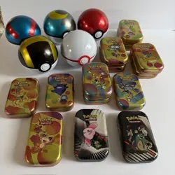 Lot of 19 EMPTY Pokemon TCG Ball Tins and Mini Tins Unova BBolt Scarlet & Violet - Image 1
