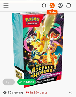 Pokemon TCG Mega Evolution Ascended Heroes Booster Bundle 6 Packs English - Image 1