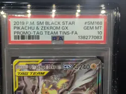 PSA 10 Pikachu & Zekrom GX SM168 Black Star Promo Full Art Pokemon Card GEM MT - Image 5