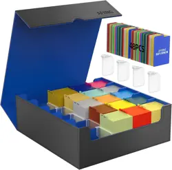 AFIING Trading Card Storage Box, MTG Deck Box with 48 Dividers & Supporters, Com - Image 1